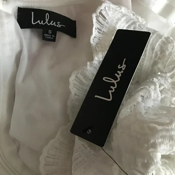 Lulus White Angel In Disguise Lace Chiffon Skirt Skater Dress Size S - Picture 6 of 6